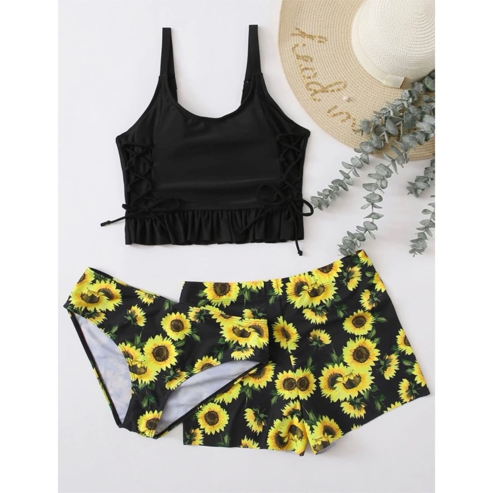 3 pcs Sunflower Bikini Swimsuit